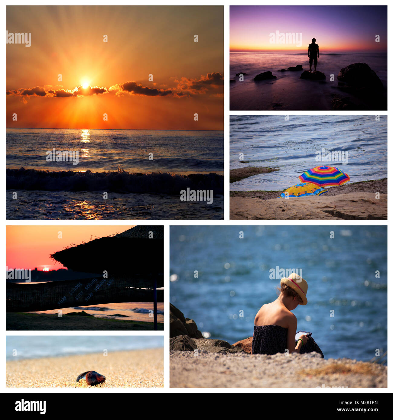 summer vacantion in bulgarian sea conceptual collage from several image Stock Photo