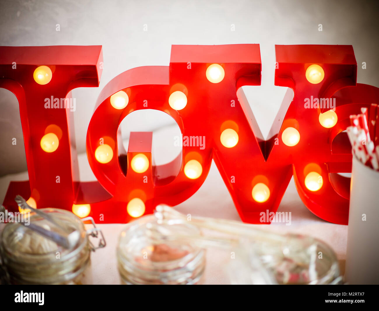 the sign with letters love Stock Photo