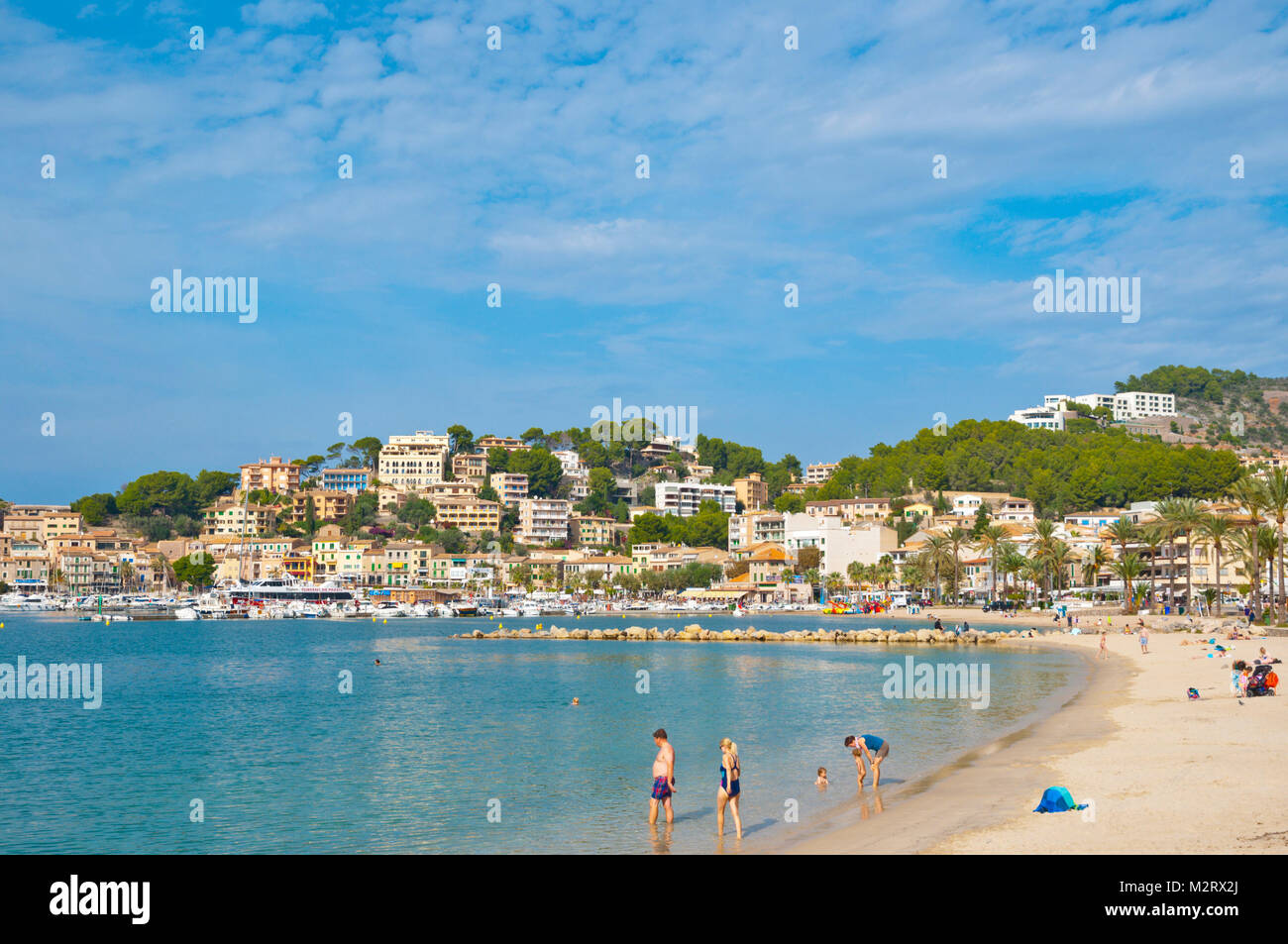 Platja de Port de soller, beach, Port de Soller, Mallorca, Balearic islands, Spain Stock Photo