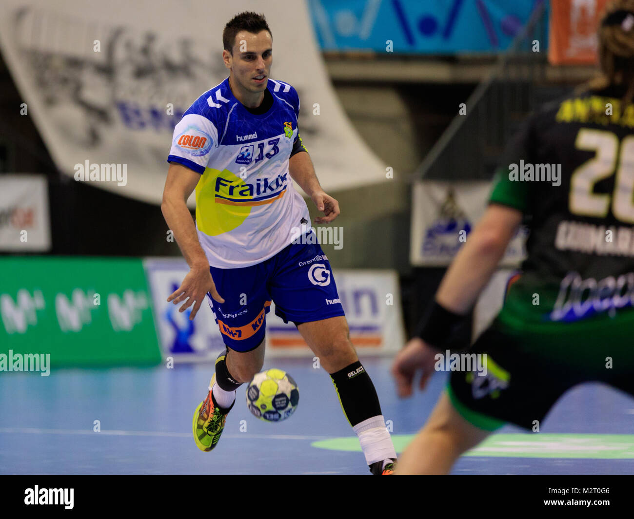 Granollers, Spain. February 7th February, 2018. Match of Spanish Handball ASOBAL League between BM. Granollers and Helvetia Anaitasuna. Adria Figueras Credit: UKKO Images/Alamy Live News Stock Photo