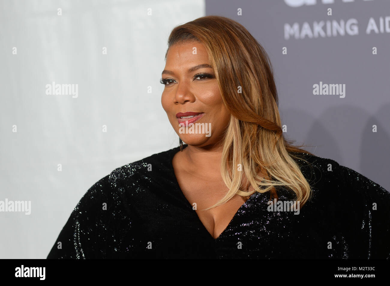 New York, USA. 7th Feb, 2018. Queen Latifah attends the 2018 amfAR Gala New York at Cipriani Wall Street on February 7, 2018 in New York City. Credit: Erik Pendzich/Alamy Live News Stock Photo