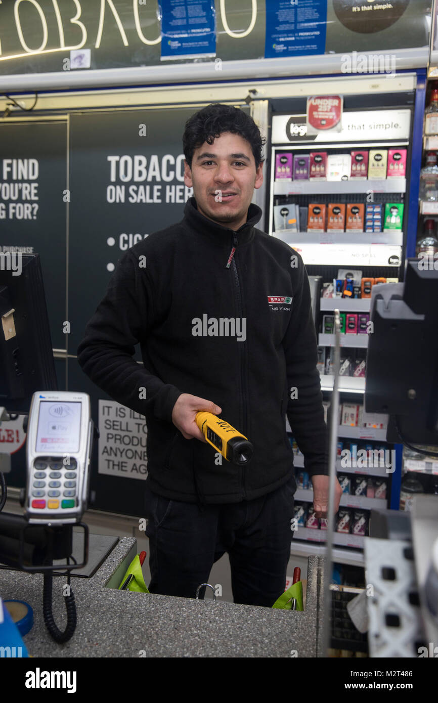 Cardiff, Wales, UK. 26th January 2018. Cardiff introduces breathalysers to popular shops in the city including SPAR located on St.Maryâ€™s Street. Â©Sian Reekie Stock Photo