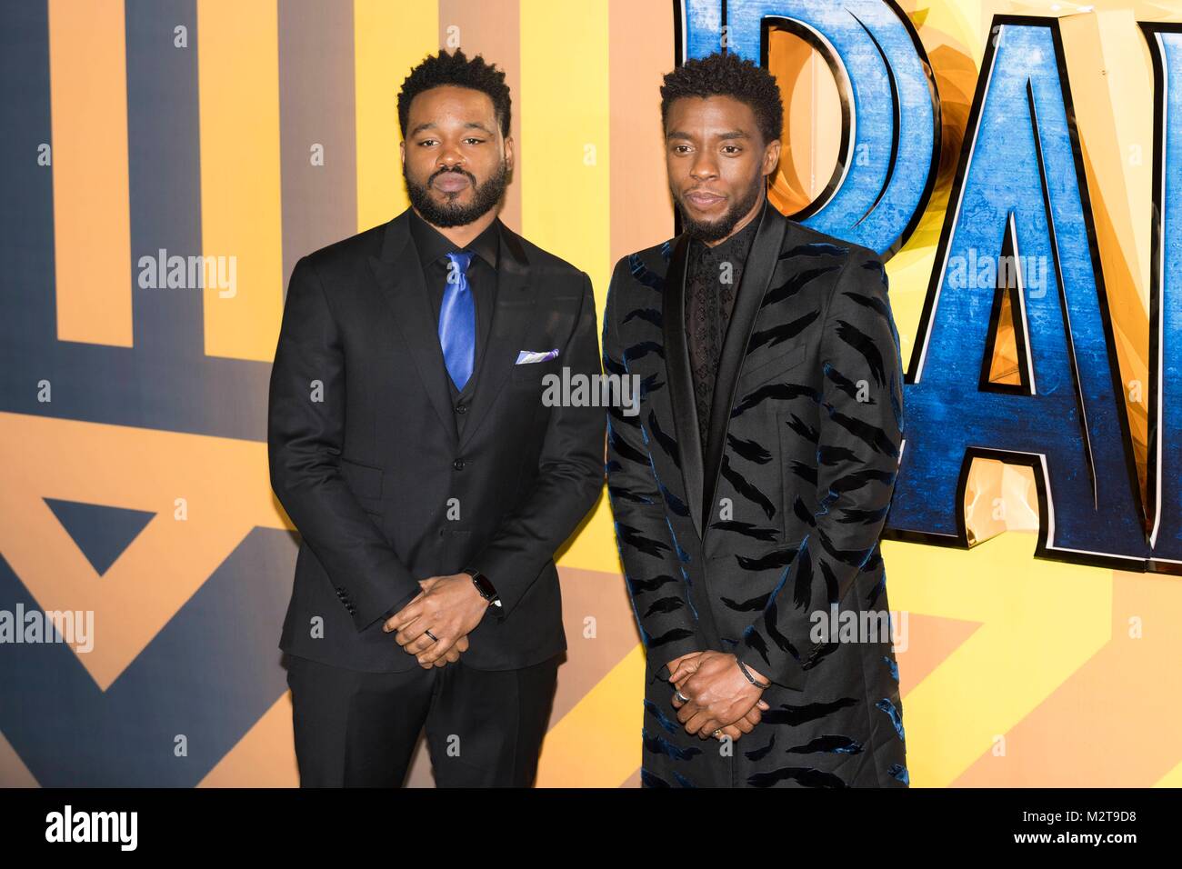 London, UK. 8th February, 2018. Ryan Coogler and Chadwick Boseman ‚Äãattend BLACK PANTHER European Premiere - London, UK (08/02/2018) | usage worldwide Credit: dpa picture alliance/Alamy Live News Stock Photo