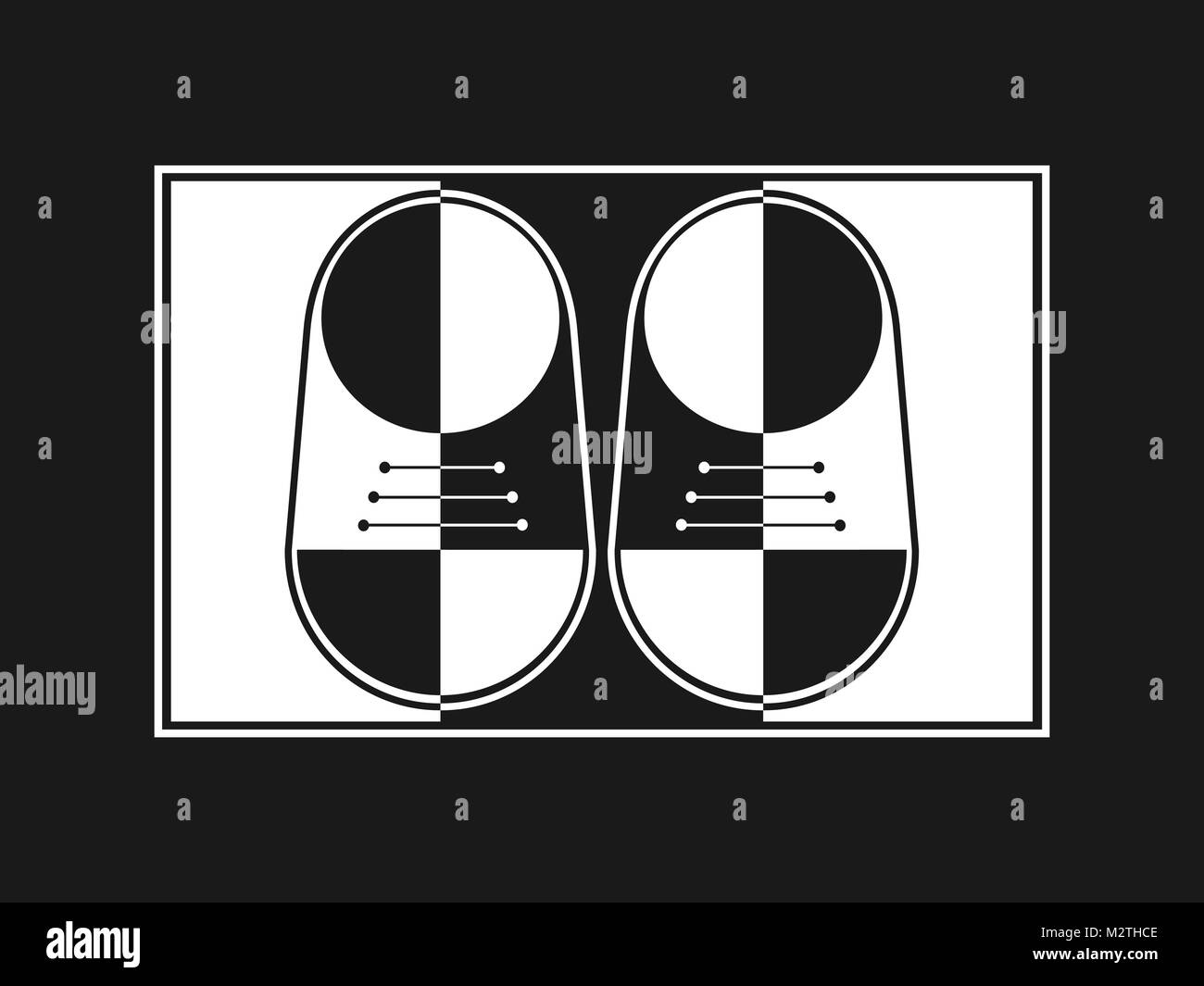 Black and white abstract pair of shoes on a black background. Vector ...