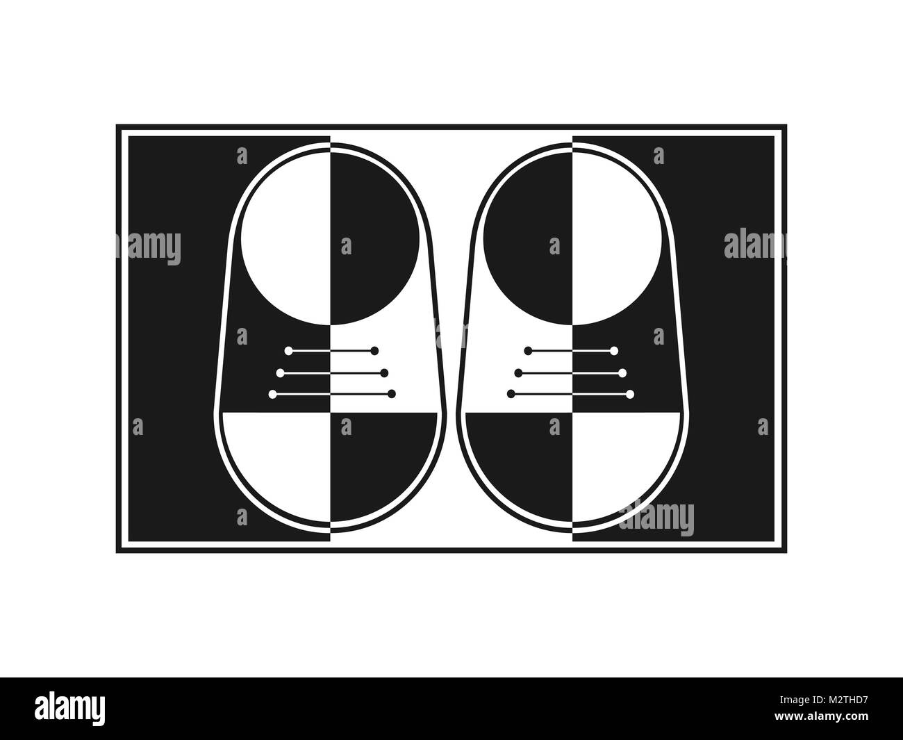 Black and white abstract pair of shoes on a white background. Vector ...