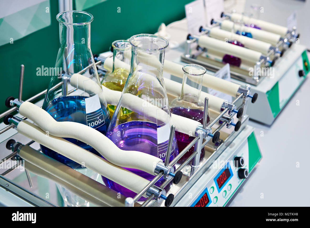 Linear and orbital shakers in chemical laboratory with samples Stock