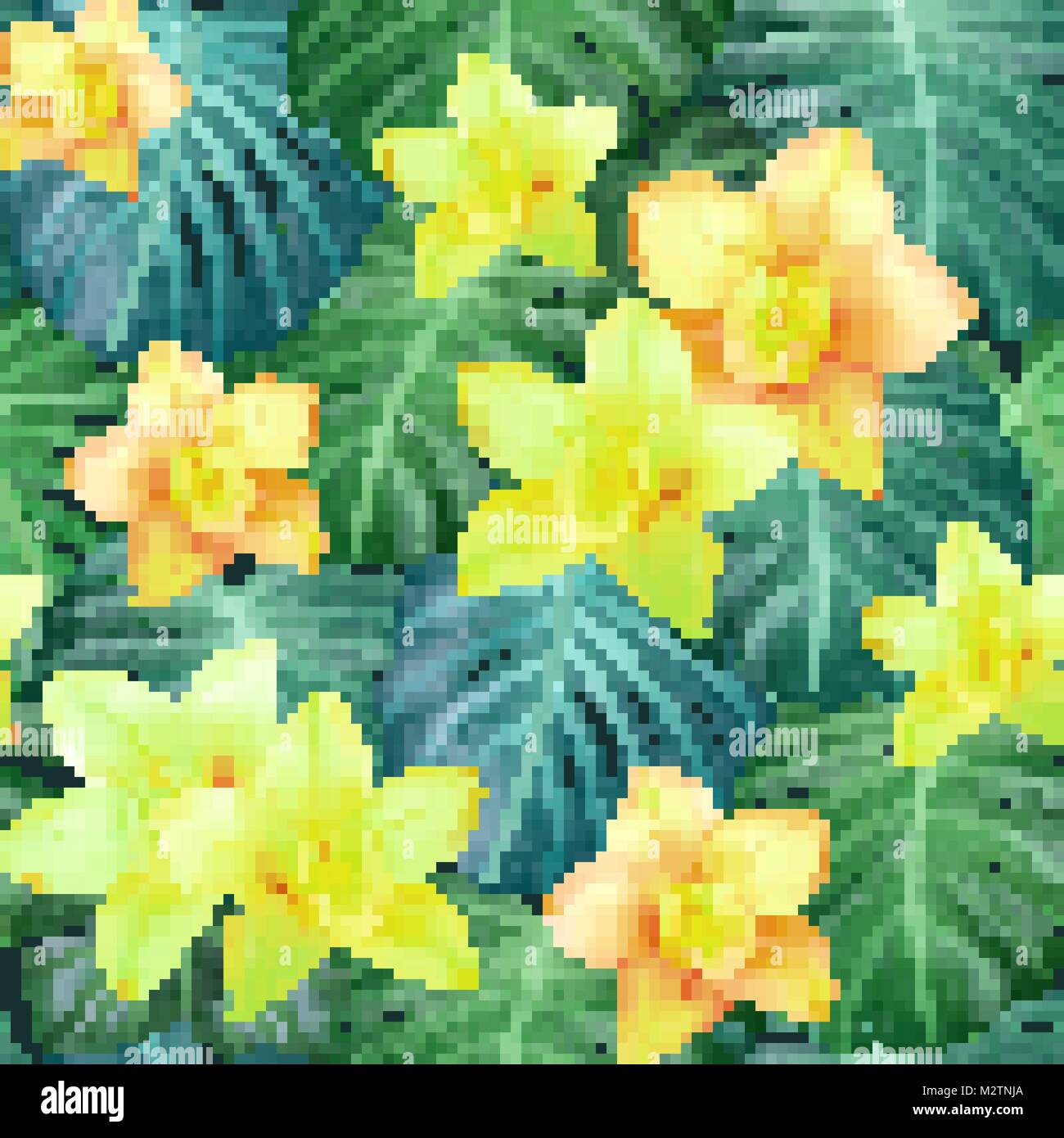 Tropical Palm Leaves and Orchid Flowers Background. Seamless Pattern in ...
