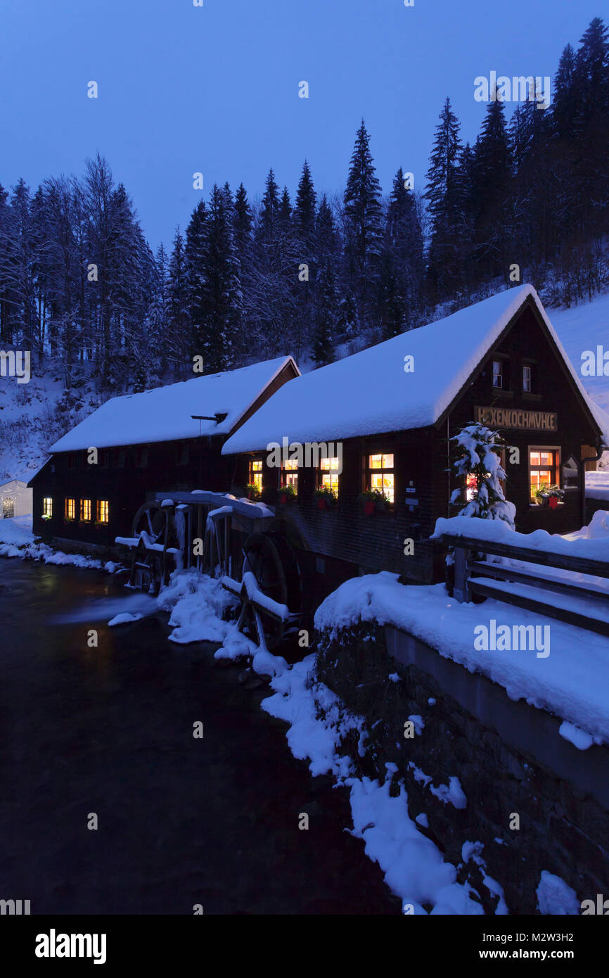 Hexenlochmühle in winter, Black Forest, Baden-Wurttemberg, Germany Stock Photo
