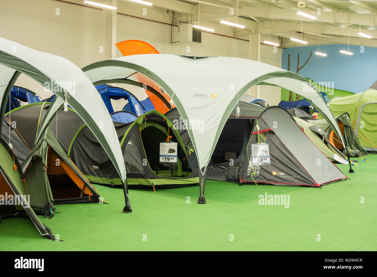 Tent display in Go outdoors store. UK Stock Photo