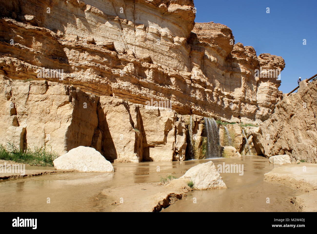 Waterfalls and canyon in Tamerza mountain oasis, Tamerza, Tunisia Stock Photo