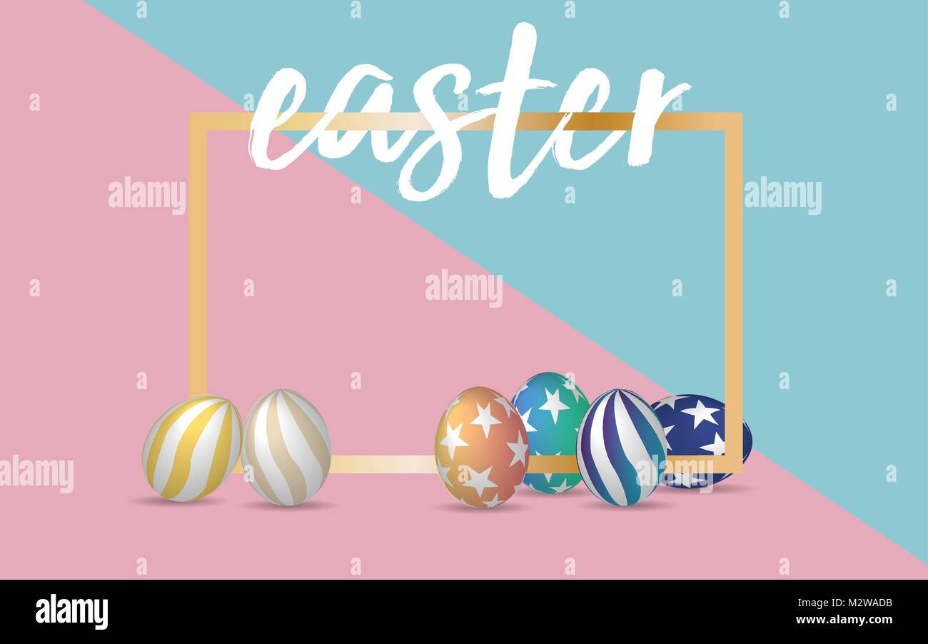 Handrawn Easter Font With 3d Easter Eggs In Pastel Pink And Green Color Palette Background Vector Ilustration Eps 10 Stock Vector Image Art Alamy