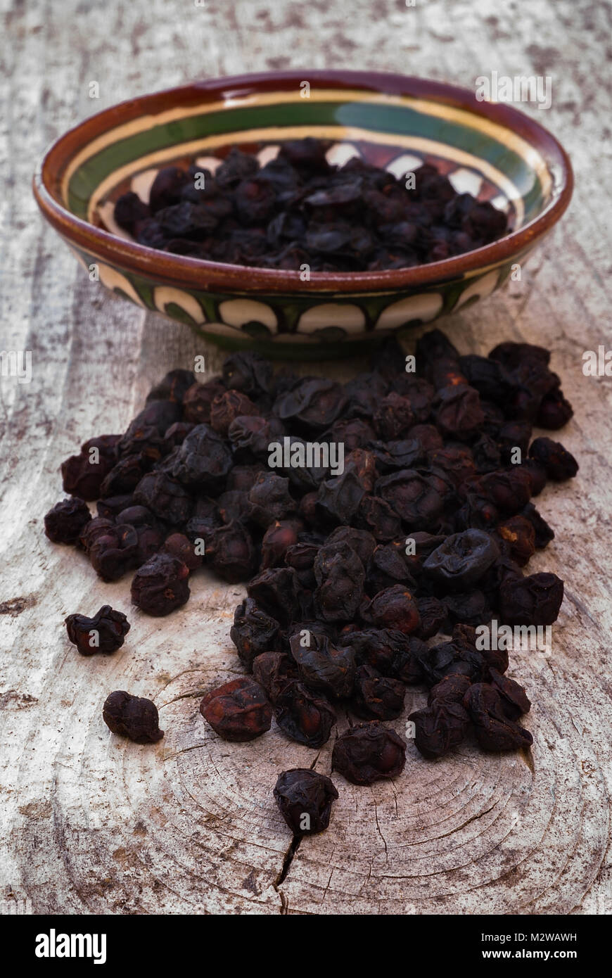 Dried schisandra (Schisandra chinensis) edible fruit known as "five
