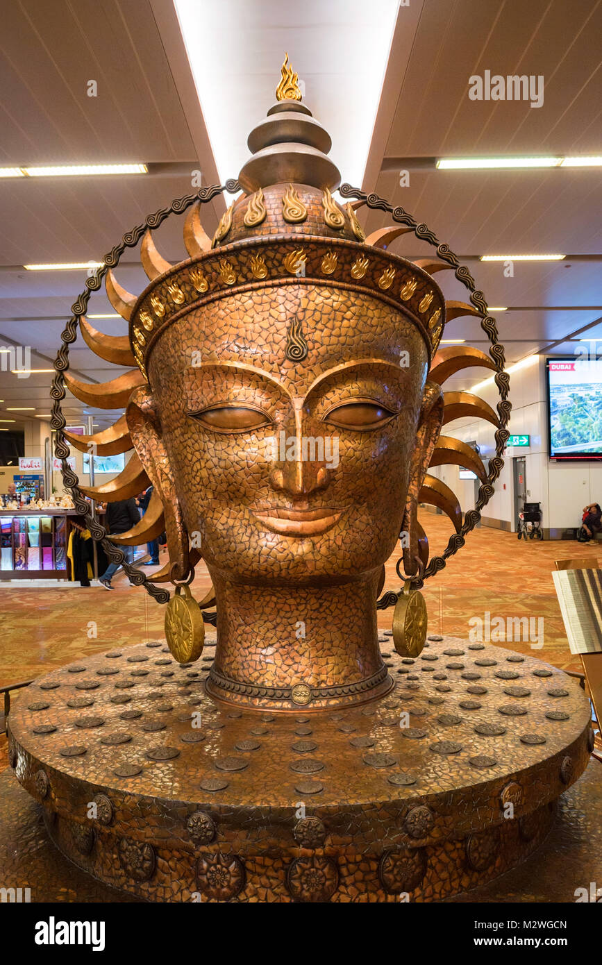 DELHI, INDIA - CIRCA NOVEMBER 2017: Surya statue in airport Stock Photo