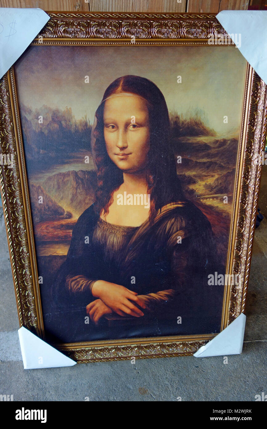 A cheap fake reproduction of the Mona Lisa painting Stock Photo