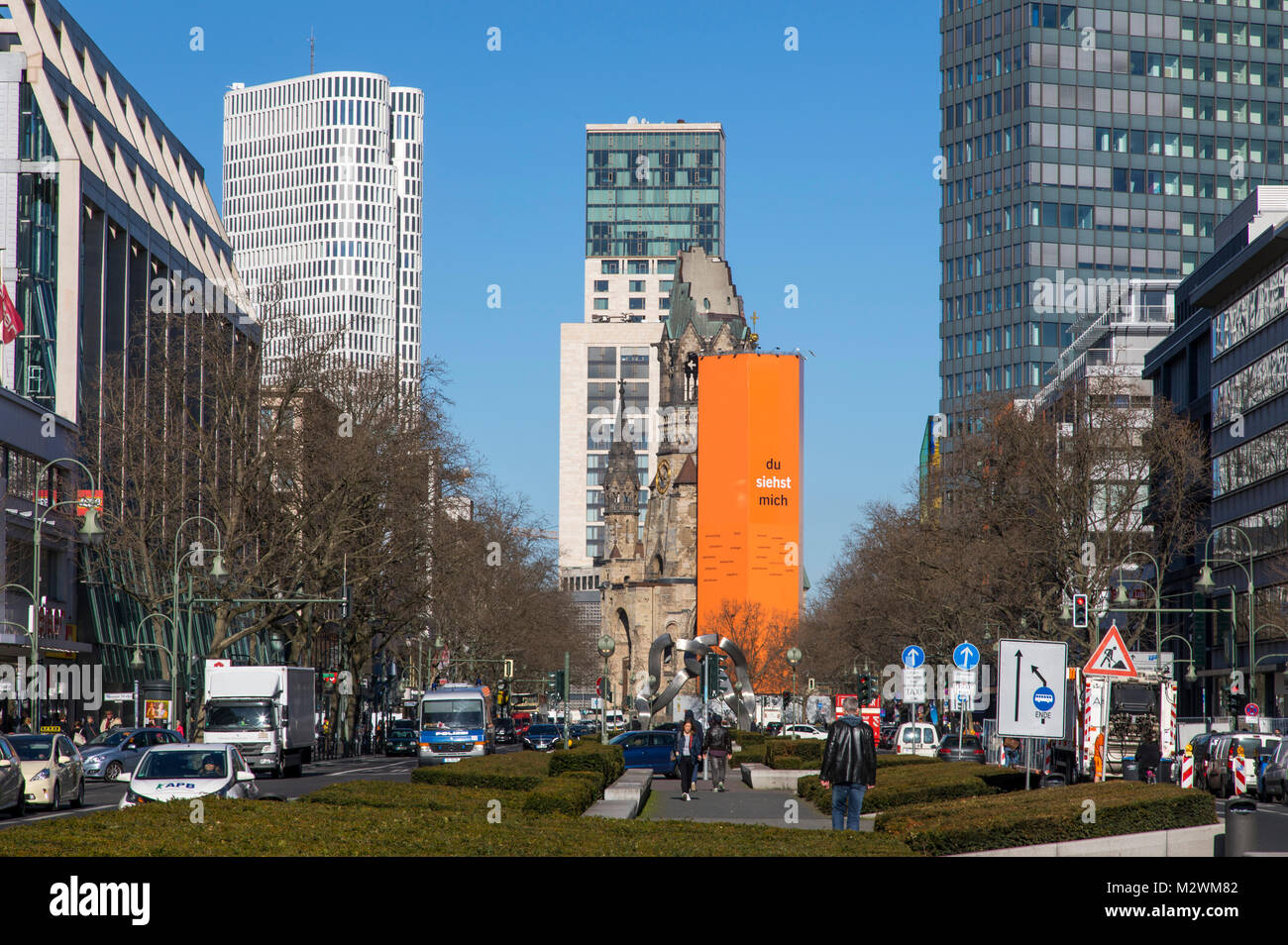 Berlin, building facade, skyscraper, Upper West building on KurfŸrstendamm, Ku'damm, GedŠchtniskirche, Germany Stock Photo