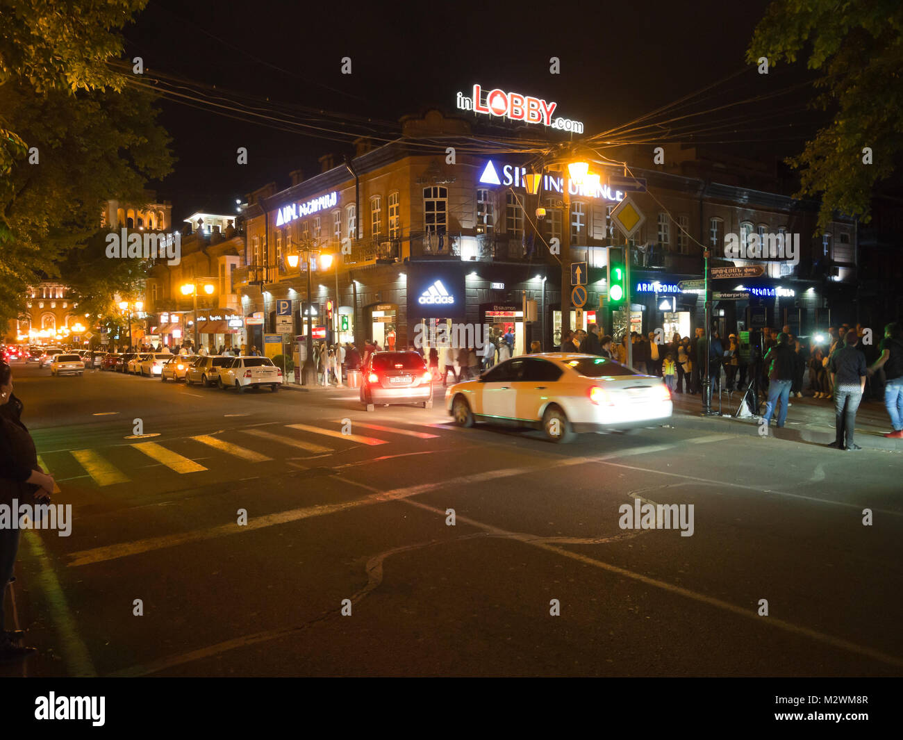 Nightlife on Abovyan street in the centre of Yerevan Armenia Stock Photo Alamy