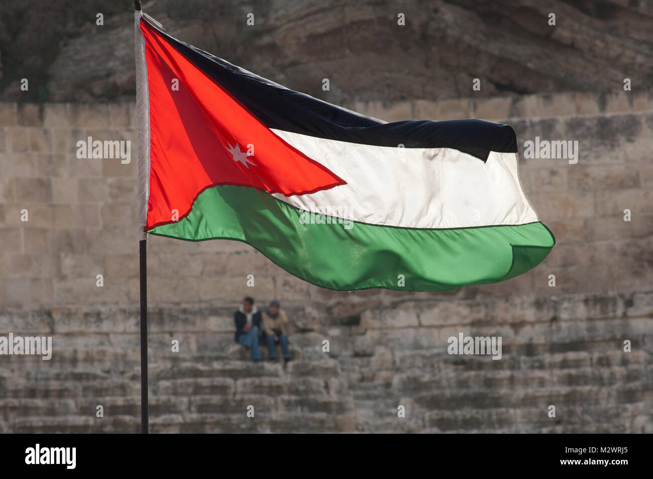 Jordanian National Flag Amman Stock Photo Alamy