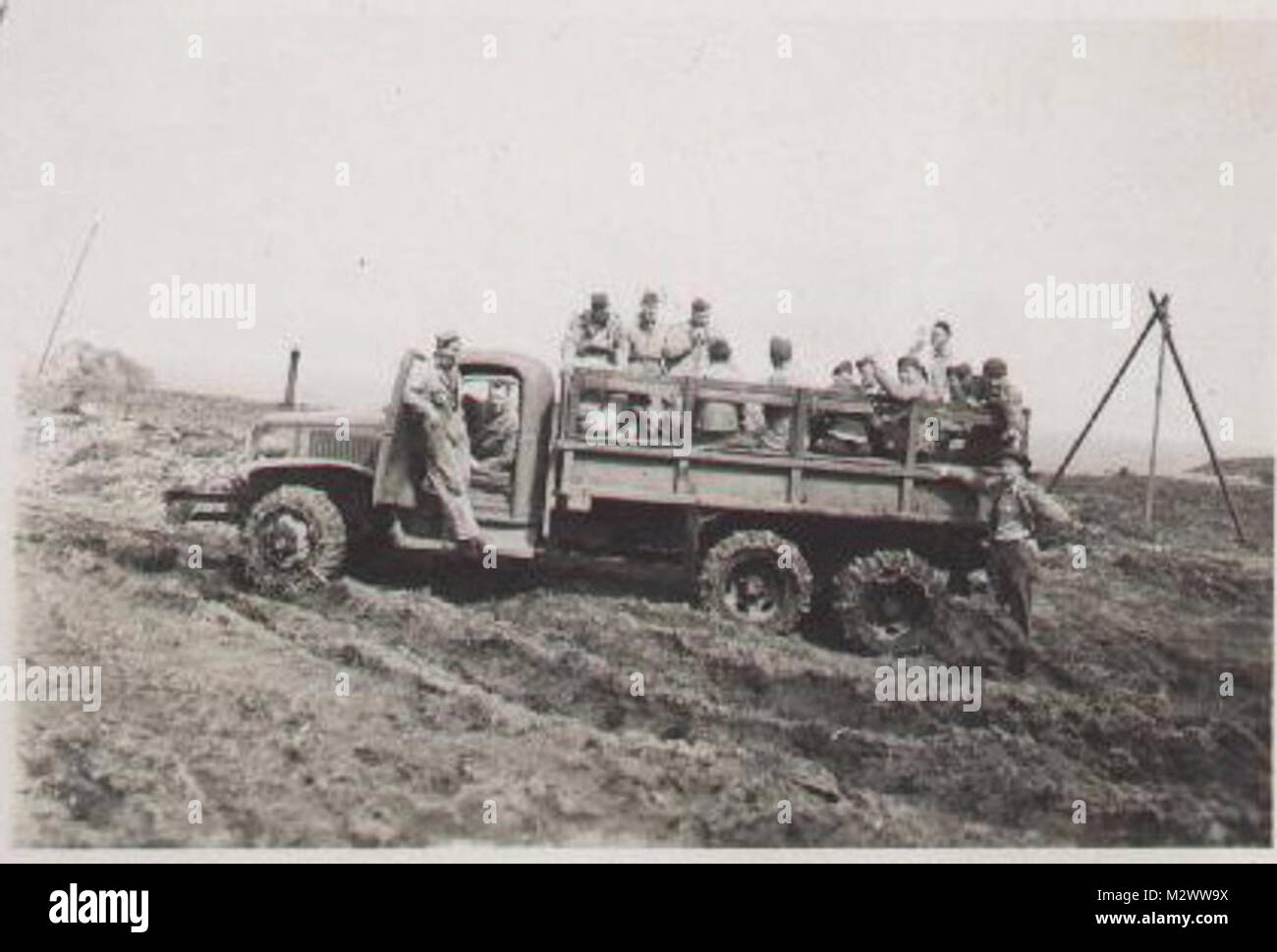 World War Two, black and white photo of soldiers in countryside Stock ...