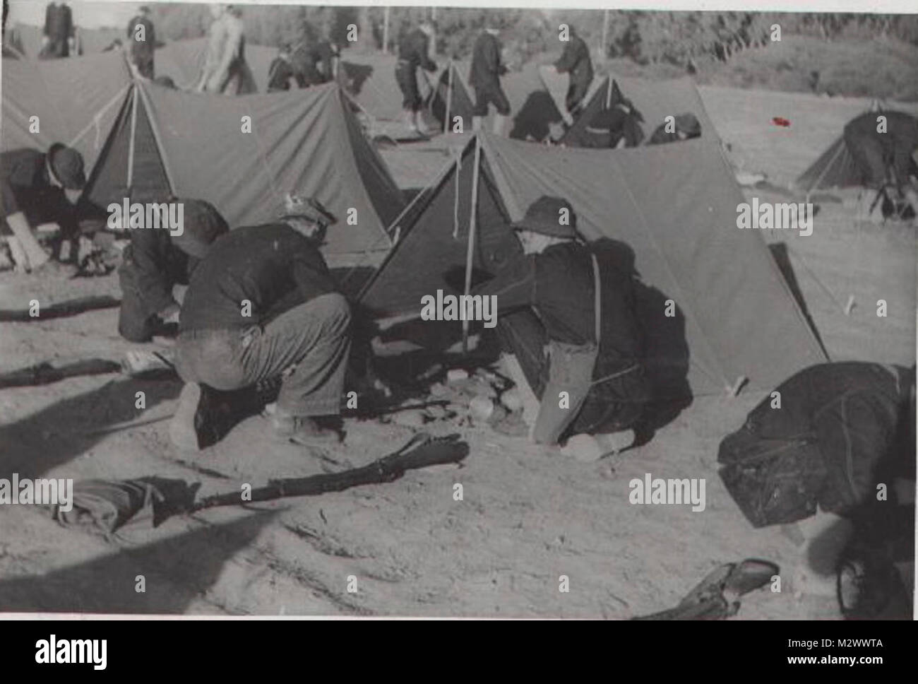 World War Two, black and white photo of soldiers in countryside Stock ...