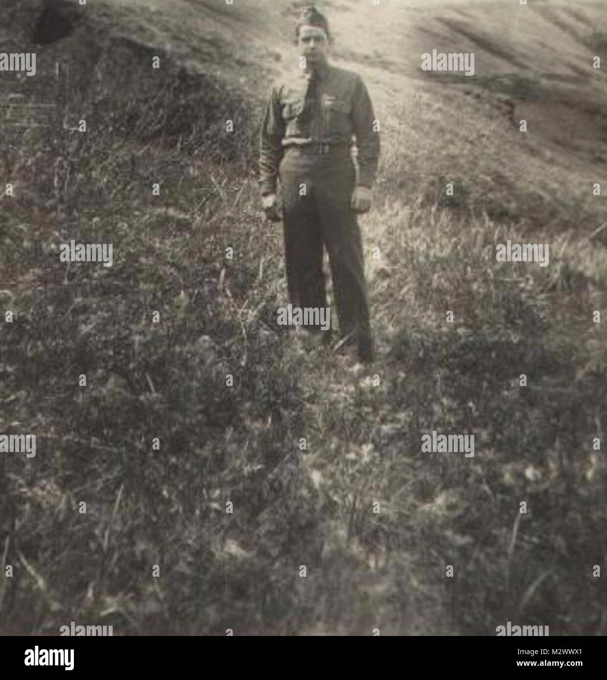 World War Two, black and white photo of soldiers in countryside Stock ...