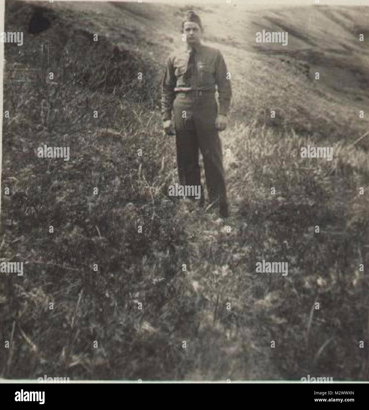 World War Two, black and white photo of soldiers in countryside Stock ...