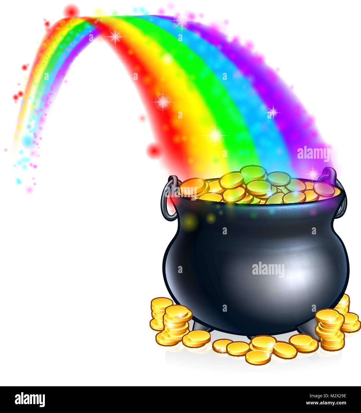 Pot of Gold at the End of the Rainbow Stock Vector