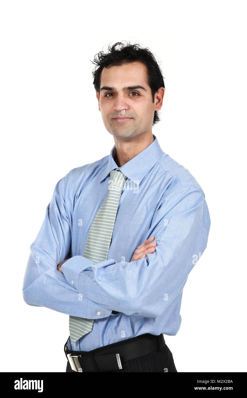 Business man with crossed arms over white background Stock Photo - Alamy