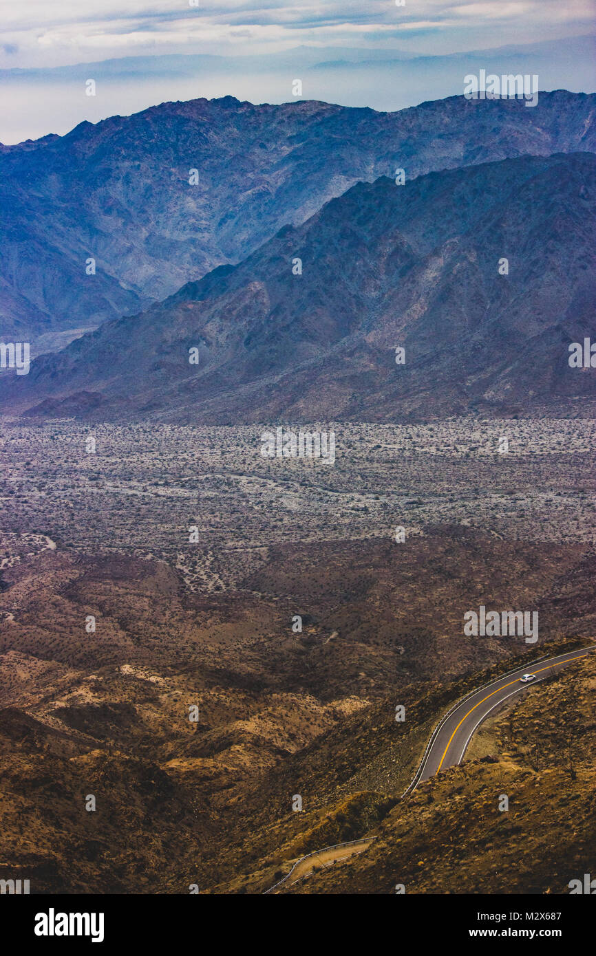 Winding Palms to Pines Highway desert road in the Coachella Valley