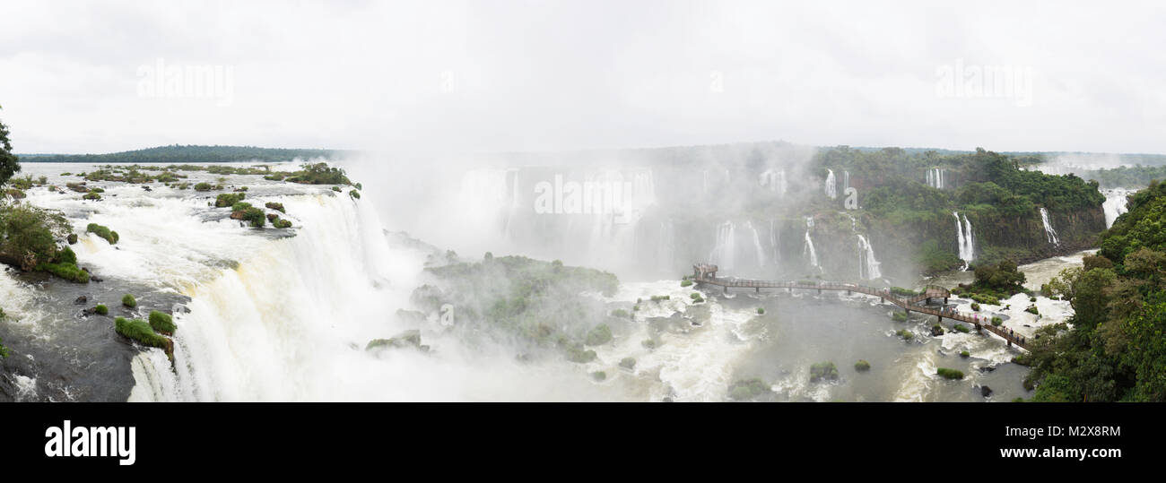 Panoramic view of the falls from Brazilian side Stock Photo