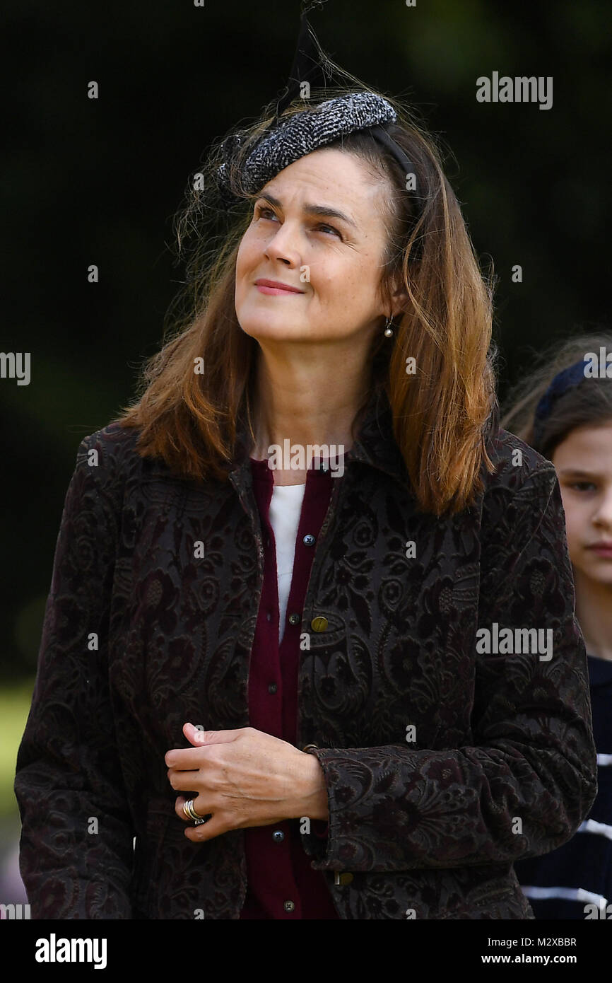 Samantha Cohen, former assistant private secretary to Queen Elizabeth II, attends St Peter and Paul Church in West Newton, Norfolk, for a Sunday morning service. Stock Photo