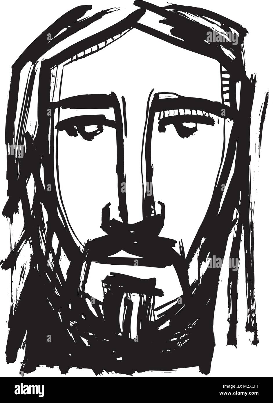 Hand Drawn Vector Ink Illustration Of Jesus Christ Face Stock Vector