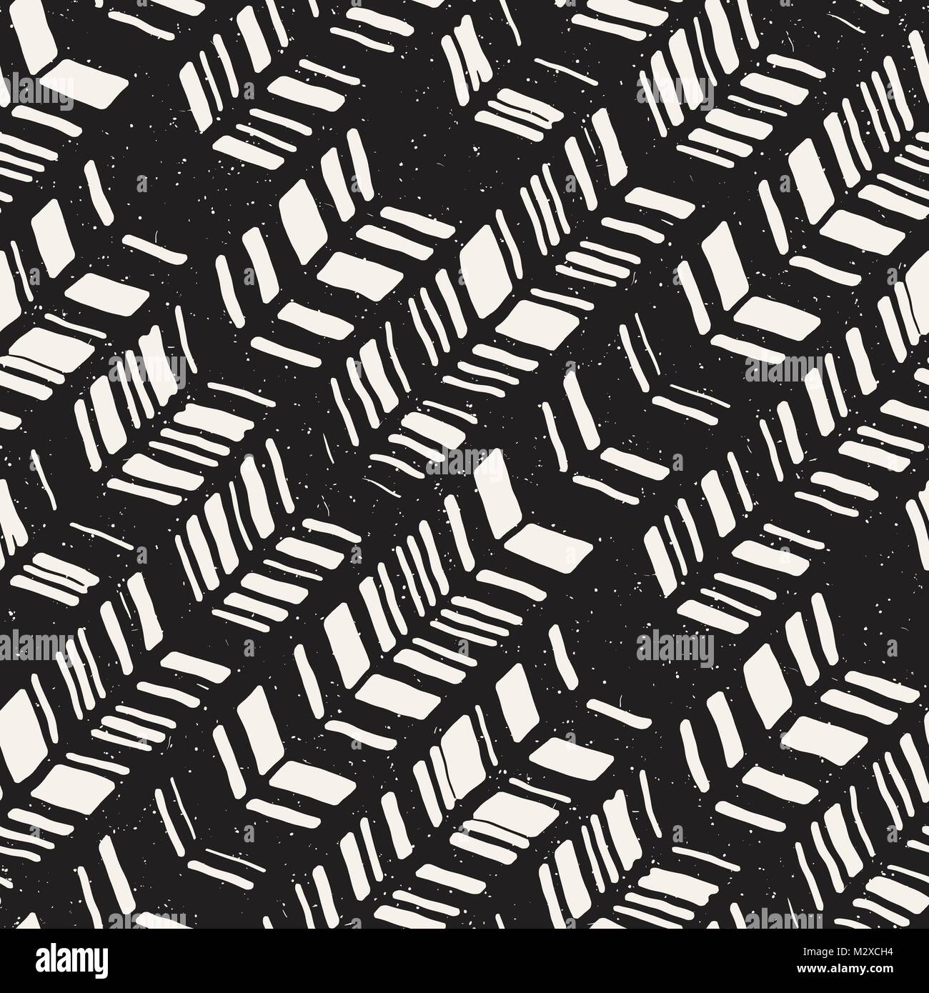 Vector seamless freehand pattern. Doodle monochrome print with hand ...