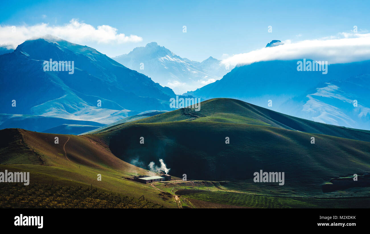 Grassland scenery of Qilian Mountains in Qinghai Province Stock Photo