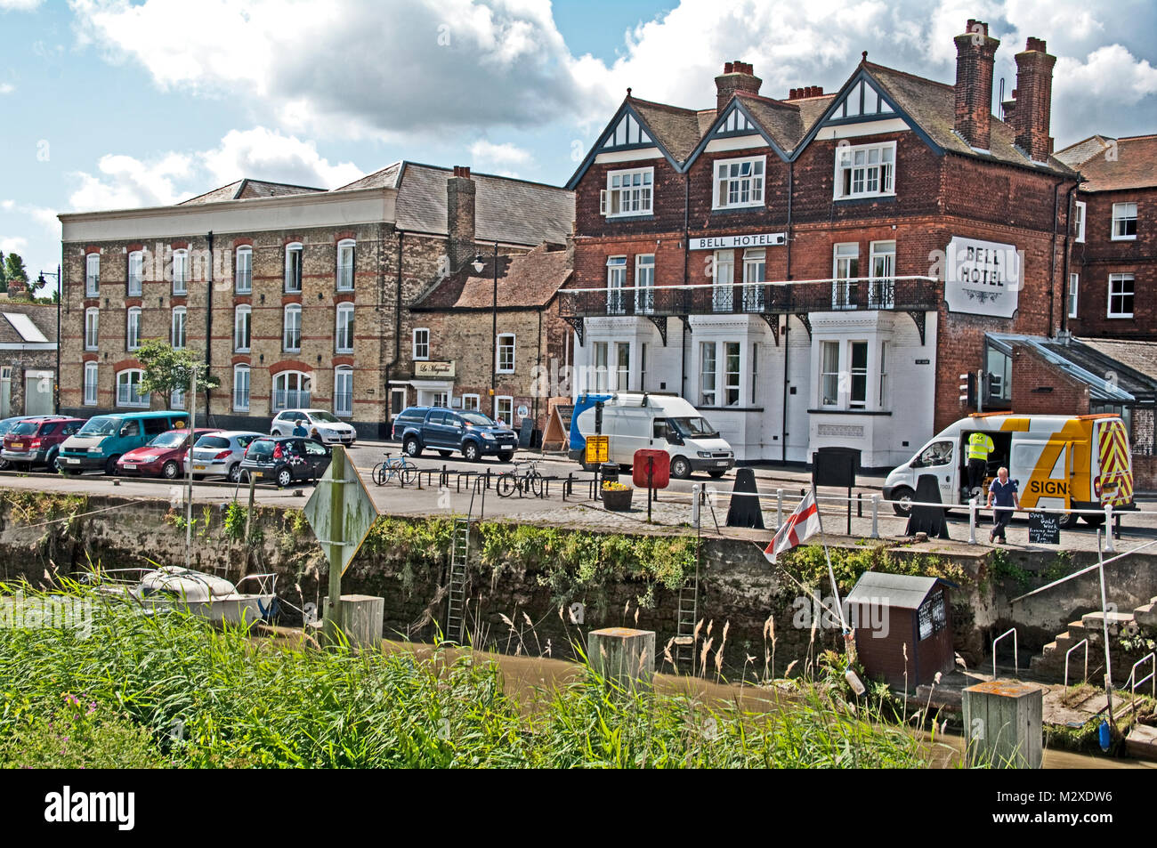 Sandwich, Kent, Bell Hotel by Quay, River Stour, England Stock Photo