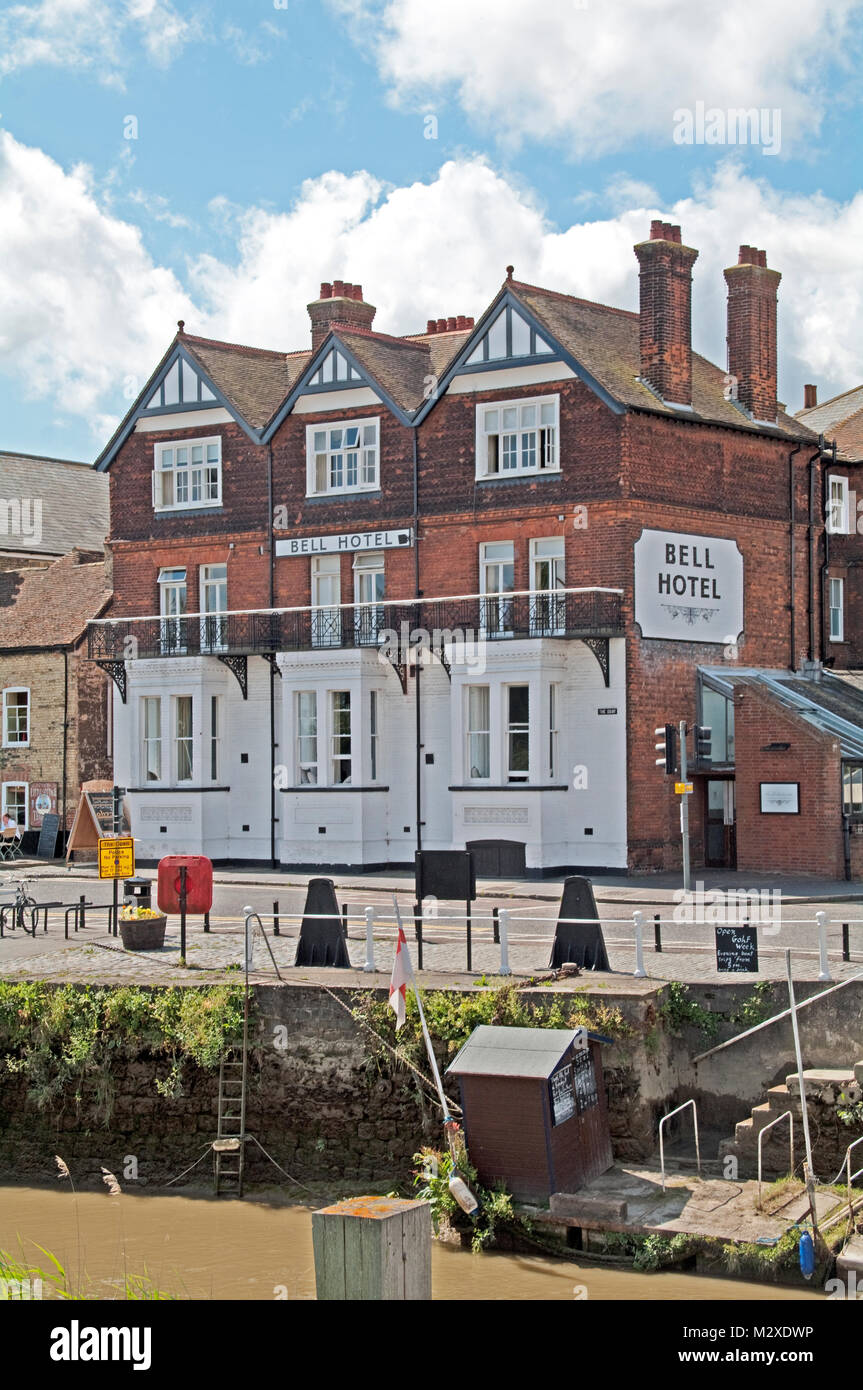 Sandwich, Kent, Bell Hotel by Quay, River Stour, England Stock Photo