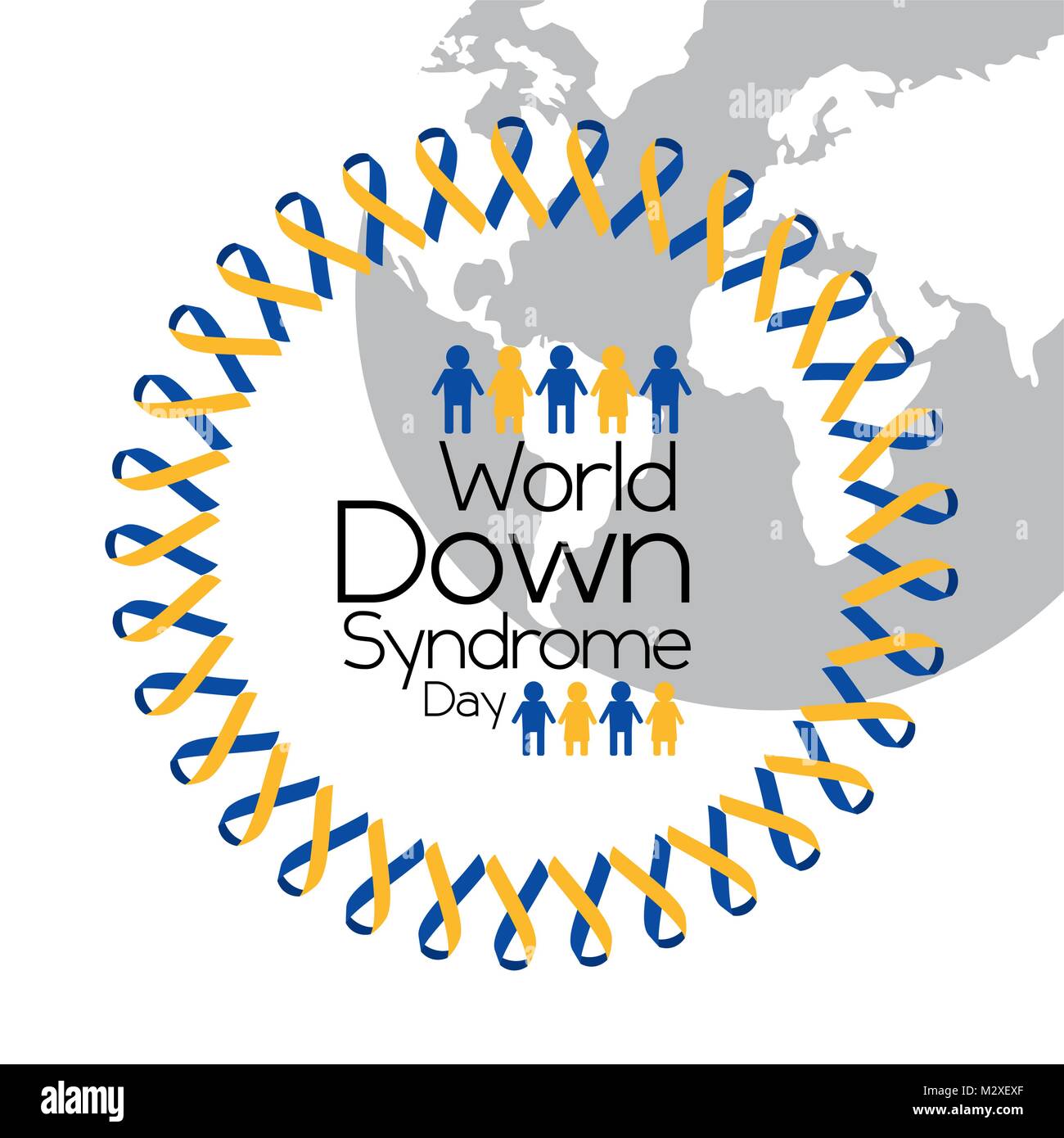 world down syndrome day globe people awareness symbol Stock Vector