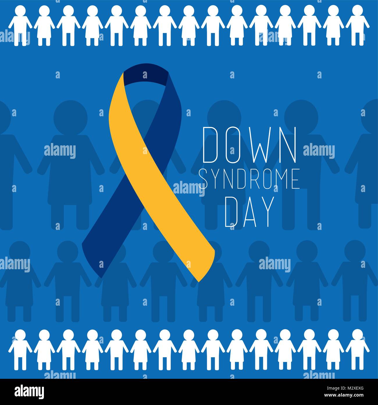 down syndrome day blue and yellow ribbon people background Stock Vector ...