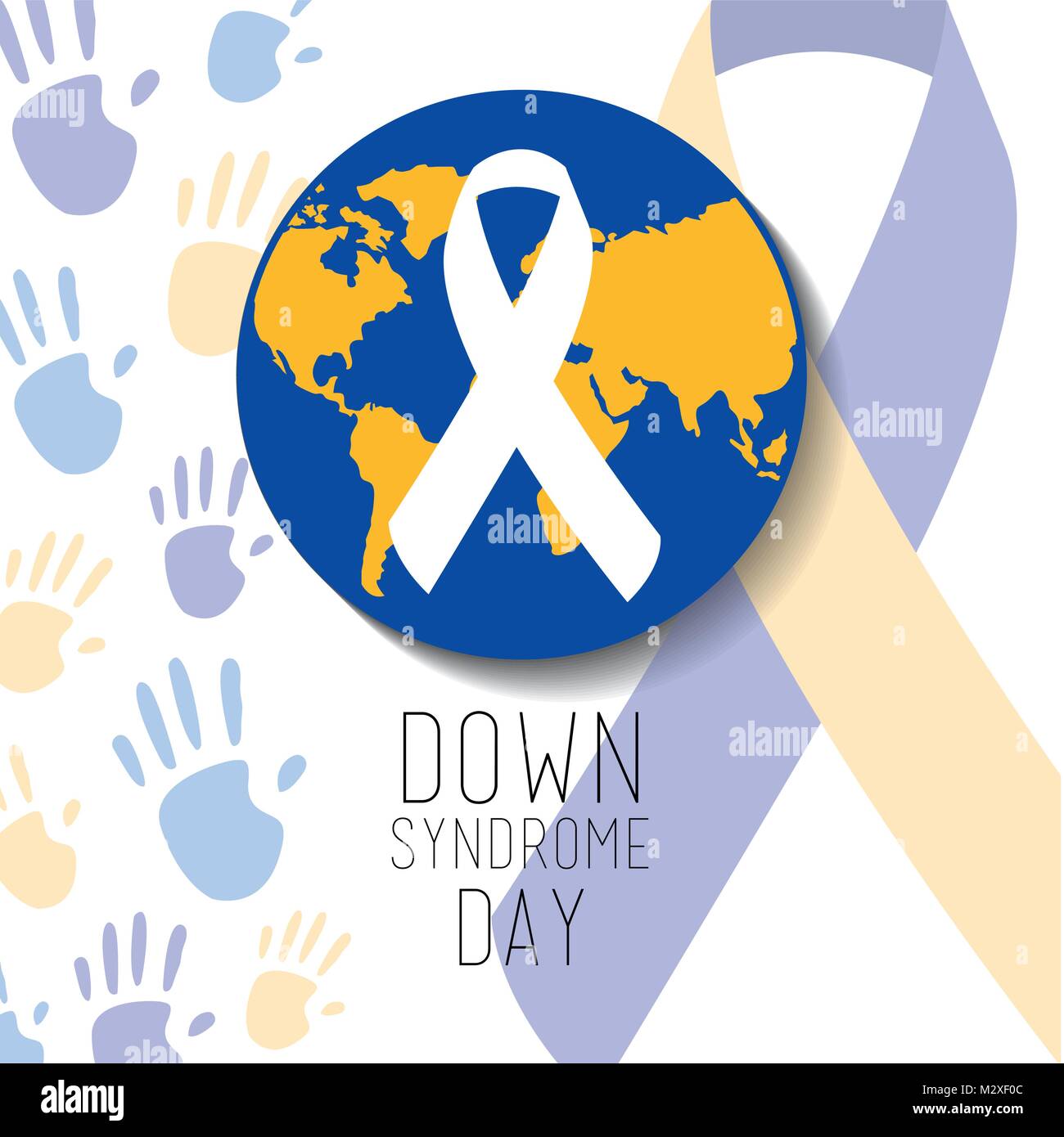 down syndrome day blue and yellow world ribbon Stock Vector Image & Art ...