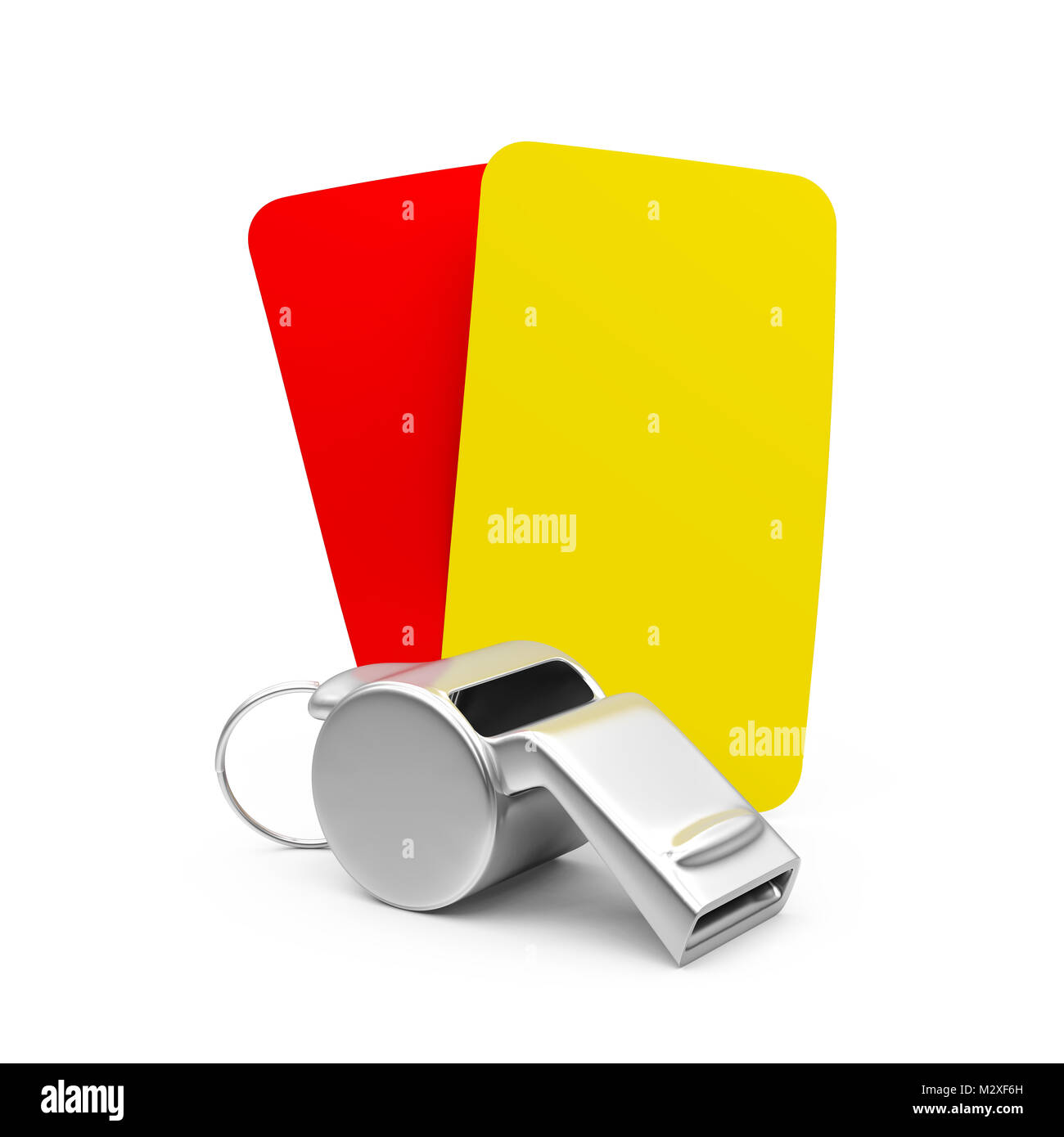 Whistle with Red and Yellow Cards Isolated Stock Photo