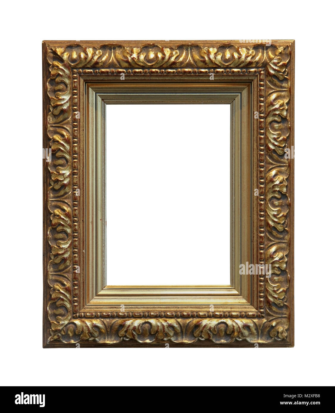 Old vintage gold wooden frame isolated with clipping path included