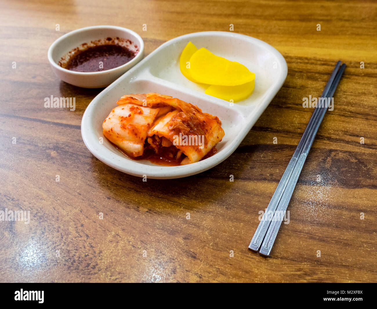 Kimchi and radish, traditional Korean fermented food. Seoul, South