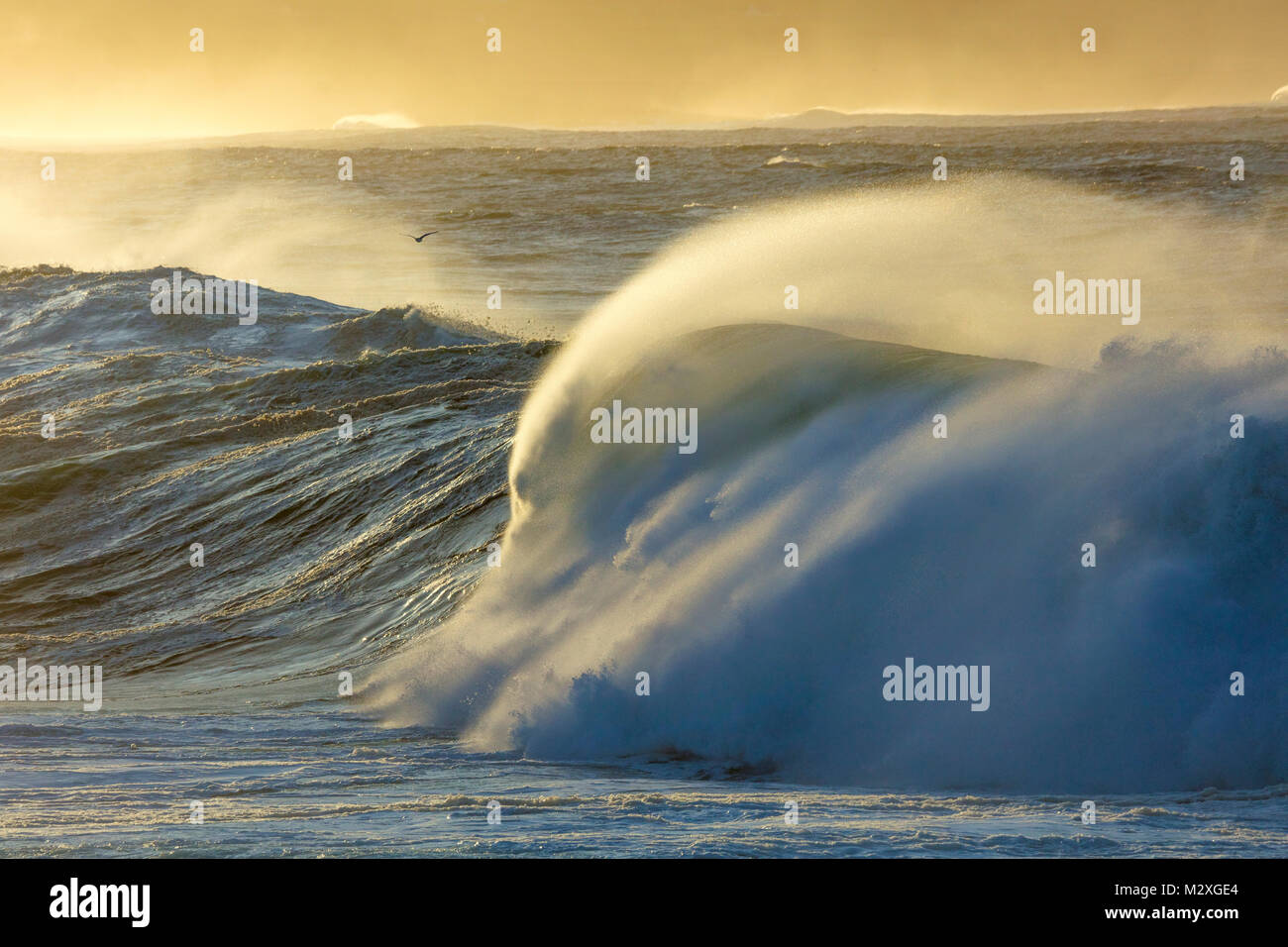 Atlantic storm waves breaking near Ballycastle, County Mayo, Ireland. Stock Photo
