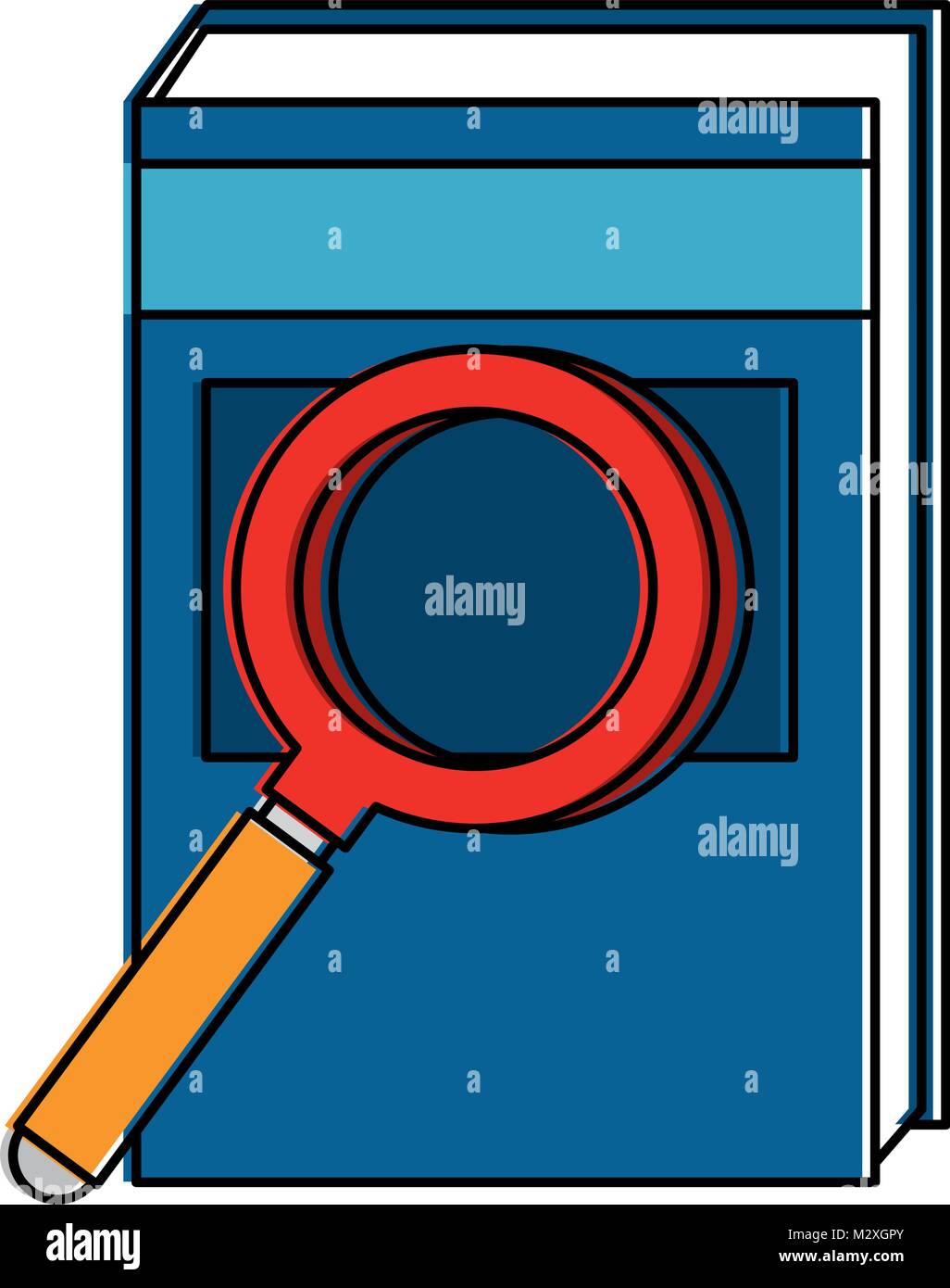 text book with magnifying glass Stock Vector Image & Art - Alamy