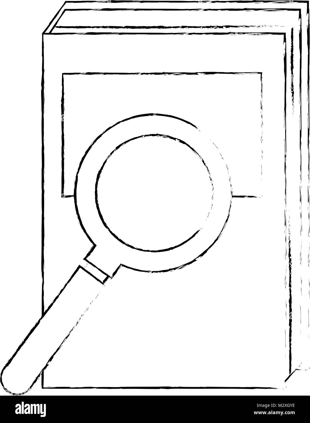 text book with magnifying glass Stock Vector Image & Art - Alamy