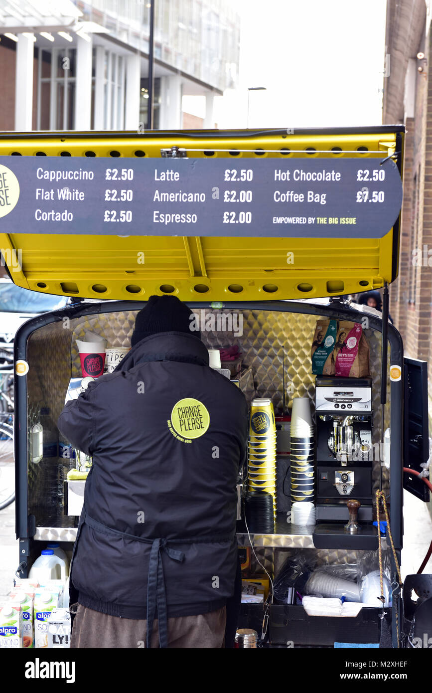 a takeaway coffee bar or mobile coffee van outside of the shard and