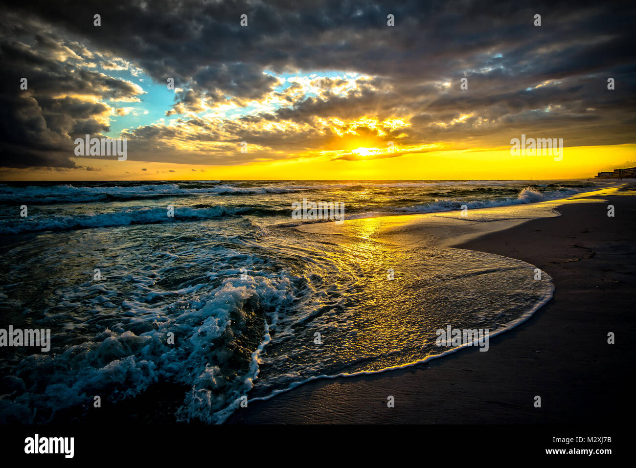 Destin Beach at Sunset Stock Photo - Alamy