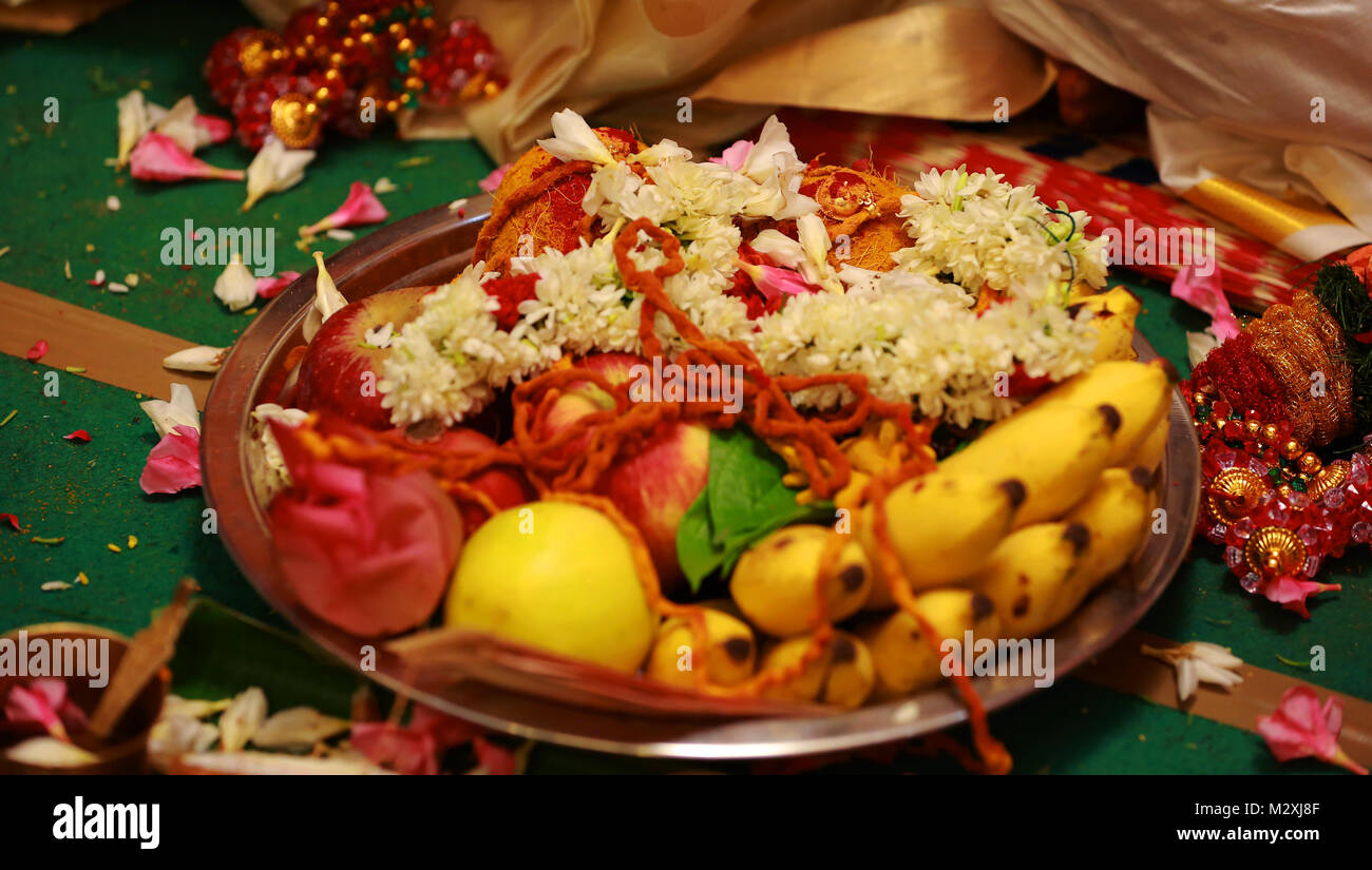 Indian Prayer Items On A Wedding Day Stock Photo 173918095 Alamy