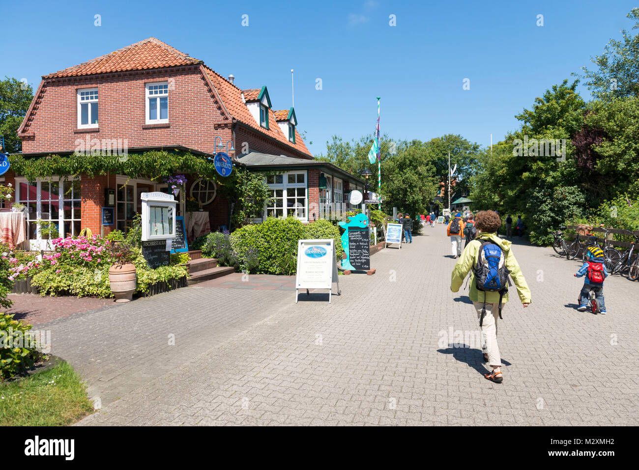 Germany, Lower Saxony, East Frisian islands, fish restaurant Jansand on Spiekeroog. Stock Photo