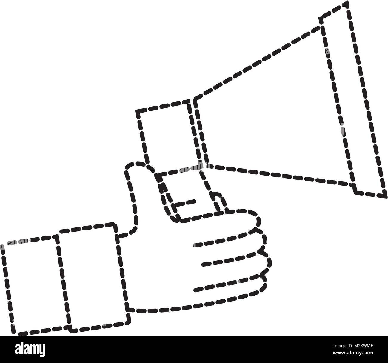 dotted shape man hand with megaphone speaker message Stock Vector Image ...