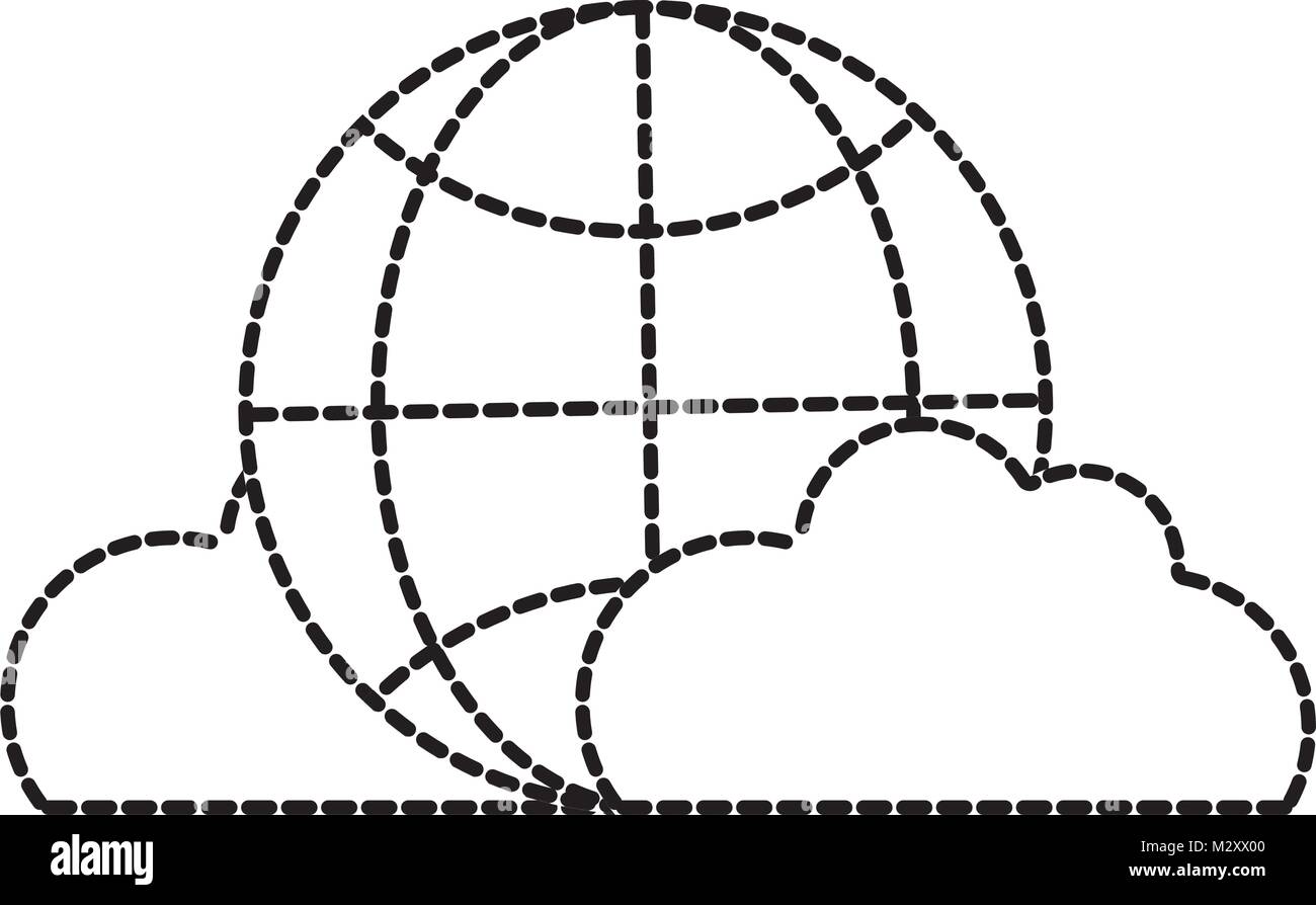 dotted shape global connection technology with clouds icon Stock Vector ...